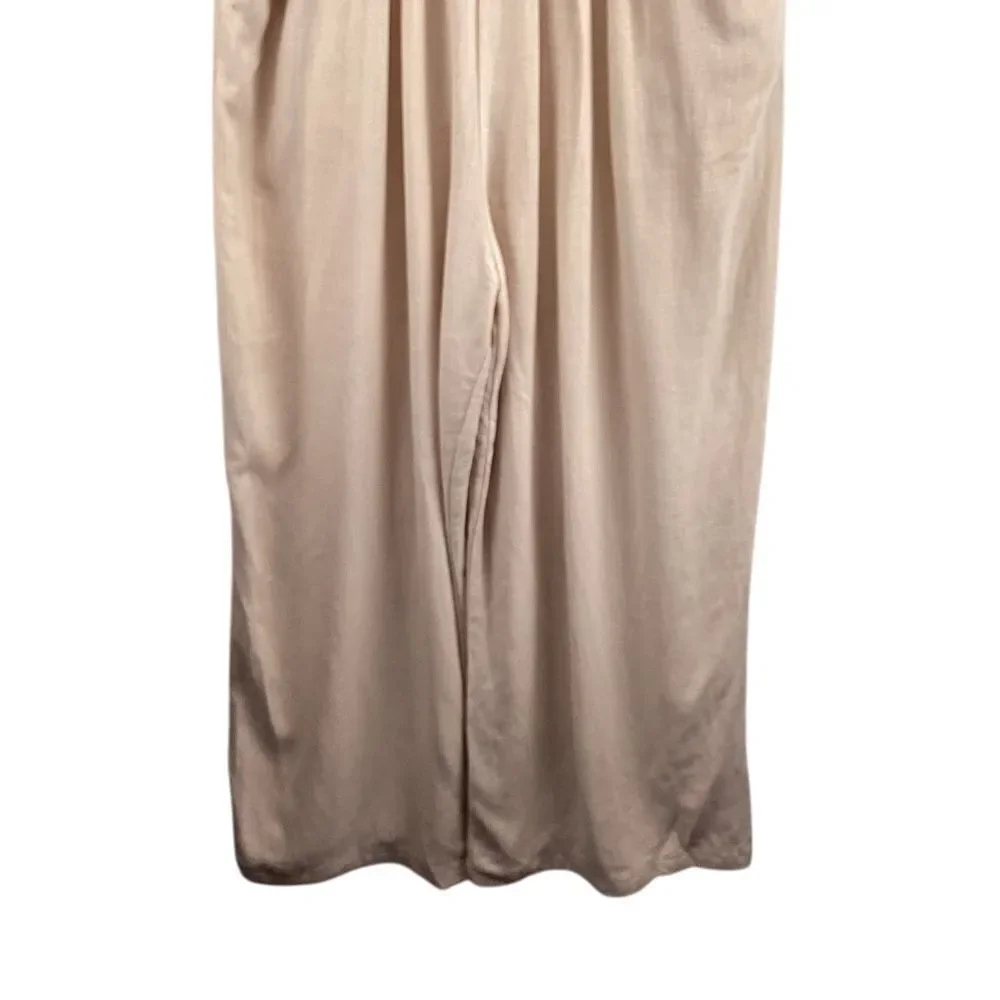 Miss Sparkling Wide Leg Jumpsuit Small Beige Linen Blend BOHO Wide Leg Flowy - Picture 7 of 13